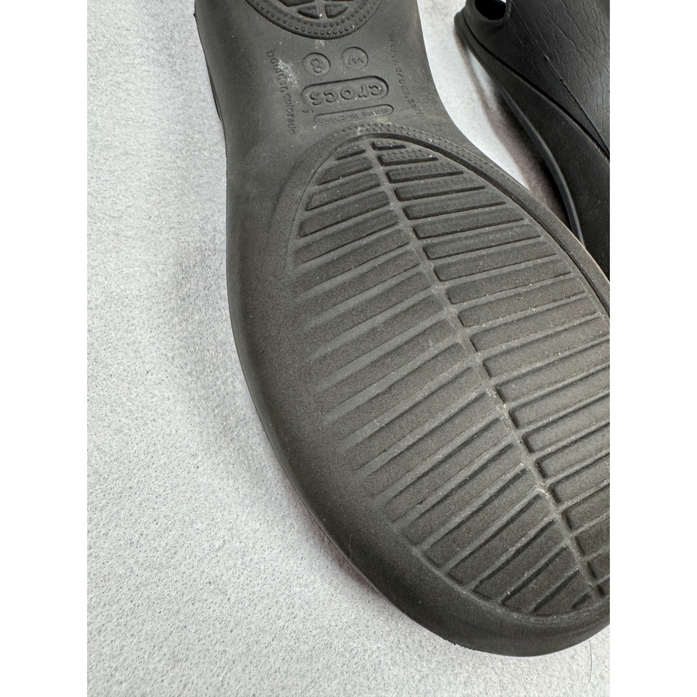 Crocs Olivia Black Slingback Ballet Flats Women Size 8 Laser Cut Petal Slip On - Picture 7 of 11